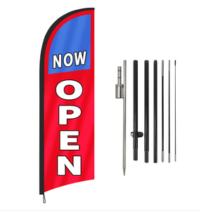 Open Feather Flagpole Kit 11Ft Tall Advertising Flag Banner with Fiberglass Pole Kit and Base Ground Spike Business Promotion