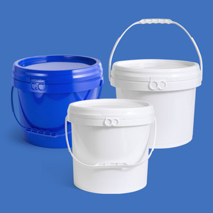Nouvelle Seau en plastique PP bleu de 8 <span class=keywords><strong>litres</strong></span>, qualité <span class=keywords><strong>alimentaire</strong></span>, robuste, épaisseur <span class=keywords><strong>60</strong></span> MIL, impression personnalisée, poignée à doigts, directement de l'usine - Product Image 5