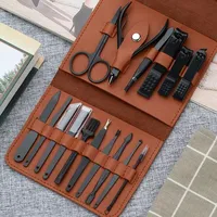 Ensemble de coupe-ongles en acier inoxydable, kit de manucure et outil de correction des ongles d'orteils avec étui en cuir PU – Vente chaude
