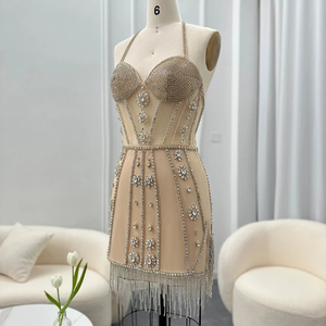 Jancember Rm114 Sexy Halter Kwastje Strass <span class=keywords><strong>Prom</strong></span> Avondfeest Jurken Voor Dames - Product Image 3