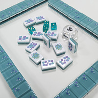 Nouveauté : Jeu de Mahjong américain Bam Bird bleu perle transparent, 160 tuiles gravées en acrylique