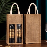 Sac cadeau pour vin rouge, boîte en lin, sac à main pour emballage simple ou double de spiritueux avec fond et côtés
