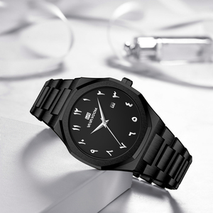 Luxury Gold <b>Watch</b> for Men Arabic Numeral Dial Brushed <b>Case</b> Quartz Wristwatch with Date Window Business Gift - Product Image 1