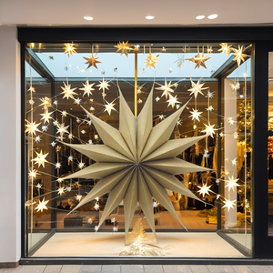 Factory Wholesale Decorative Paper <b>Star</b> Fan for Christmas for Shopping Mall and Party <b>Decoration</b> - Product Image 6