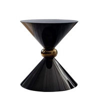 Meuble de salon de luxe moderne, nouveau design italien, noir avec or, table latérale en acier inoxydable, table basse