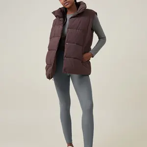 sleeveless crew neck multi-paneled down-filling quilted puffer vest men's zip up layered down vest