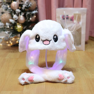Multi Styles Kawaii Plüsch Warm Bunny Einhorn Hüte mit beweglichen Ohren Winter Glowing Hat mit Licht - Product Image 2