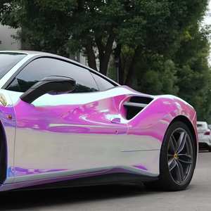 Chrome Rainbow Iridescence Car Wrapping Película <span class=keywords><strong>de</strong></span> vinilo Heat-Healing PVC <span class=keywords><strong>Color</strong></span>-Changing Car Tint en Pink Rainbow Electroplated Chrome - Product Image 4