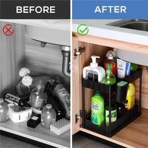 Multi Purpose Kitchen 2 Tier Organizer Pull Out Sliding Drawers Under Sink Cabinet Shelf Spice Bathroom Storage <b>Rack</b> - Product Image 4