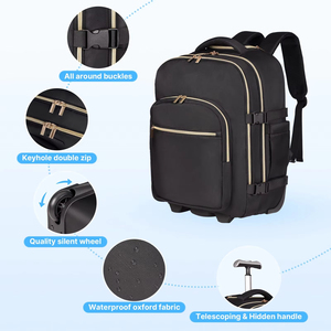 Sac à dos trolley 2 en 1 MGB, 14 pouces, poignée cachée sous le siège, <span class=keywords><strong>bagage</strong></span> souple, <span class=keywords><strong>bagage</strong></span> à <span class=keywords><strong>main</strong></span>, <span class=keywords><strong>bagage</strong></span> de voyage avec roulettes - Product Image 5