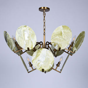 Lustre LED créatif en pierre naturelle et métal doré, style nordique moderne de luxe, pour villa, hôtel, maison d'hôtes, salon, salle à manger - Product Image 3