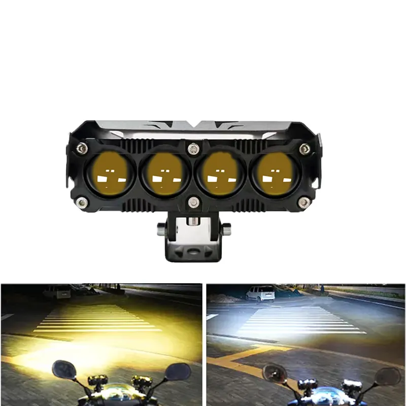 Haizg Sterk Vermogen 60W 4 Led Verbeterde Spotlight Ip68 Dual Color Wit Geel Led Licht Voor Motorauto Verkennen Licht