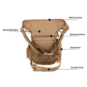 Sac banane tactique robuste et imperméable multifonctionnel pour la randonnée et le cyclisme, convertible avec <span class=keywords><strong>pochette</strong></span> de cuisse détachable - Product Image 5