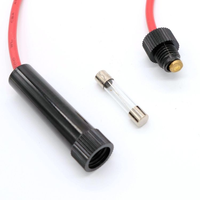 Porte-fusible en cuivre en ligne 10x38mm, étanche, à vis, pour fusibles à tube de verre, faisceau de câblage marin et automobile, fil rouge, 10kA 125V/250V
