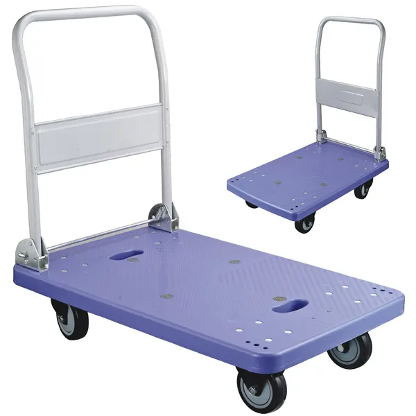 Four Wheels Plastic Shopping Foldable Hand Truck/Cart Platform Trolley for Warehouse/Restaurant