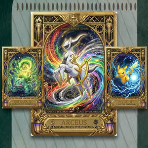 Wholesale Pokmon Japanese Style Anime Metal Trading Cards Premium Custom Alloy Table <strong>Game</strong> Full Color Printing Square Corners - Product Image 1