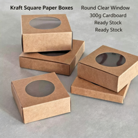 Boîte carrée en carton avec fenêtre pour savon artisanal, emballage en kraft, carton ondulé 3 plis, gaufrage noir et blanc
