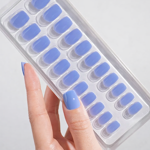 Private Label Blaue Kurze Quadratische Weiche Gel-Nägel Einfach Aufzutragen Wiederverwendbare Klebeaufkleber Künstliche Nägel Aufdrücknägel Falsche Nägel - Product Image 6