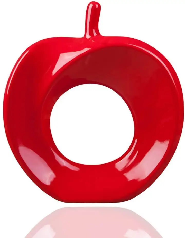 2 Pack Van Keramische Standbeelden Van Apple Beeldje Home Decor Aardewerk Decoratieve Sculptuur (Red Apple)