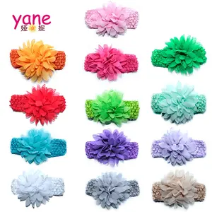 Best-verkauf kinder haar band mesh haar band plus chiffon blume baby kopf band baby haar zubehör