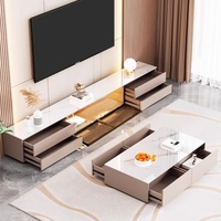 Meuble TV de luxe moderne en dalle de roche, ensemble de tables basses lumineuses, meubles en bois extensibles pour la maison, petite chambre, salon, LED