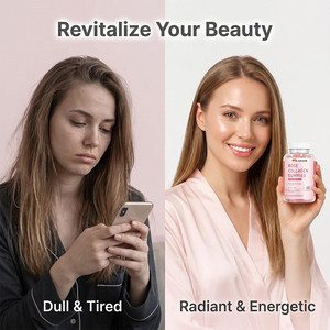 Gummies de collagène de rose à marque privée OEM, 1000 mg de collagène <span class=keywords><strong>marin</strong></span> pour l'éclat de la <span class=keywords><strong>peau</strong></span> <span class=keywords><strong>et</strong></span> la santé des <span class=keywords><strong>articulations</strong></span>, sans sucre, 60 unités - Product Image 2