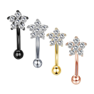 In acciaio inox Piercing fiore sopracciglio Piercing cartilagine elica Tragus bilanciere orecchino bilanciere curvo per le donne Rook Piercing - Product Image 1