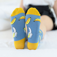 Chaussettes courtes pour femme, respirantes, en coton, pour l'automne, avec motifs amusants de fruits et plantes (banane, fraise, avocat), style mode, de la marque Start up Brand