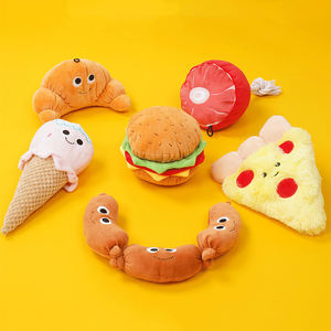 Hoogwaardige, op maat gemaakte hondenspeelgoedproducten: hamburger, worst, duurzaam, luxe, interactief, piepend, pluche kauwspeelgoed voor honden - Product Image 1