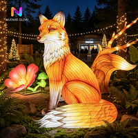 NUOWEI GLOW Lampu Hias Taman Bentuk Rubah Bercahaya Tahan Air dengan Desain Pohon Pinus dan Bunga untuk Dekorasi Festival