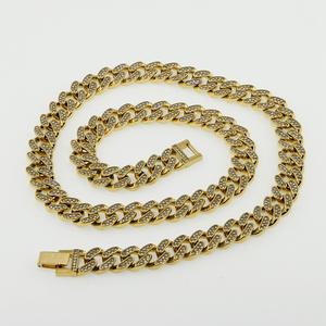 Cadena Cubana de Acero Inoxidable 304 con Baño de Oro de 18k y Plata, Estilo Hip Hop, con Incrustaciones de Diamantes de Imitación, 13 mm de Ancho - Product Image 5