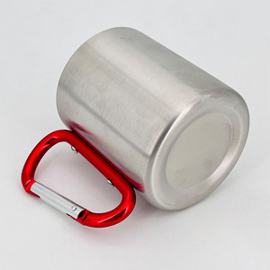 220ml 300ml Outdoor Camping Travel Carabiner Steel <b>Mug</b> with Handle,stainless Steel Double Wall Coffee Cup Metal Carabiner <b>Mug</b> - Product Image 3