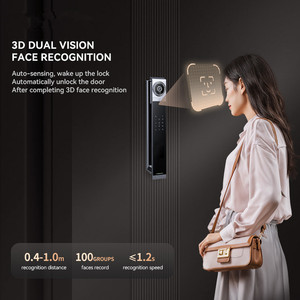 Serrure Intelligente WiFi pour Usage Domestique avec Reconnaissance Faciale 3D, Option de Stockage des Données Cloud, Connectivité via Application, pour Porte en Bois Sculpté et Acier, Anti-Graffiti - Product Image 4