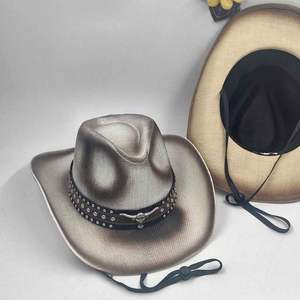 High Quality Roll up Brim Mexico Straw Cowboy <b>Hat</b> with Decoration <b>Band</b> Travel Fishing Casual Breathable Comfort All Season - Product Image 4