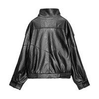 ZHEZHE Fashion, veste en cuir PU à col roulé pour femmes, haut de gamme, automne-hiver, manches longues, fermeture éclair, style unique