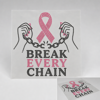 Transfert thermique en strass pour t-shirts, slogan de sensibilisation au cancer du sein, embellissement thermocollant pour vêtements, gants de boxe, vente en gros