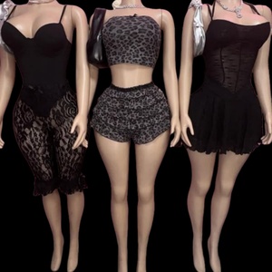 Viviblook Z712STDS01 Sexy Street Casual Suit Shorts <b>Women</b> <b>Shapewear</b> Bodysuit Top Lace Ruffle Shorts 2-piece Set <b>for</b> <b>Women</b> - Product Image 1