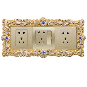 Interruptor pared pegatinas cubierta protectora Europea resina creativo de interruptor de luz de Panel de enchufe de pared decorativa conjuntos