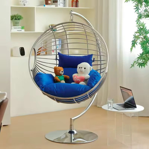 <span class=keywords><strong>Fauteuil</strong></span> <span class=keywords><strong>suspendu</strong></span> en acier inoxydable pour salon, chaise suspendue en forme d'œuf en panier tressé pour chambre à coucher, idéale pour intérieur et balcon - Product Image 5