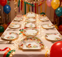 Vaisselle jetable écologique Lanweier en papier moderne, en gros, pour fêtes, anniversaires, pique-niques, assiettes de forme spéciale