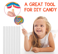 Bâtonnets de 6 pouces réutilisables en acrylique transparent pour sucettes, cake pops, bâtonnets longs pour remuer, pour gâteaux de remise de diplôme, décorations de cupcakes