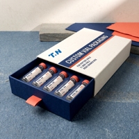 Boîte rigide personnalisée en carton blanc et gris avec tiroir pour flacons de peptides, avec doublure en éponge et impression offset quadricolore, soins personnels