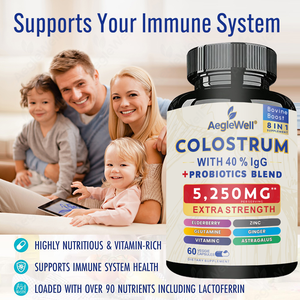AegleWell Suplemento Inmunológico de Calostro al por Mayor con <span class=keywords><strong>Zinc</strong></span> y Astrágalo, Potencia Extra 5250mg, 60 Cápsulas Vegetales - Product Image 3