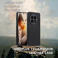 Étui pour téléphone OnePlus 13, ultra-fin, anti-chute, en cuir d'agneau, résistant aux chocs, design simple, sac OPP, coque arrière
