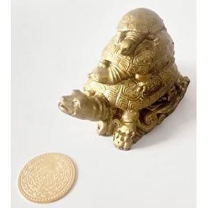 PARIJAT artesanía Vastu Feng Shui Triple tortuga familia una moneda de la suerte protección buena suerte riqueza longevidad escultura - Product Image 3