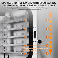 Horno Eléctrico Comercial Multifuncional de Cinco Capas y Gran Capacidad con Circulación de Aire Caliente para Hornear Pasteles y Pan, Nuevo, 220V para Harina
