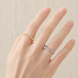 Anello francese retrò a doppio strato ondulato, accessorio alla moda per l'uso quotidiano da donna - Product Image 2