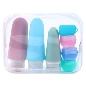 Conteneur cosmétique écologique portable 3 oz 4 en 1 en silicone bouteille de taille vide de voyage bouteilles de shampoing kit de voyage