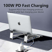 2'si 1 Arada Dizüstü Bilgisayar Standı Bağlantı İstasyonu, 4K özellikli 8'i 1 arada USB-C Hub, Gigabit Ethernet, 100W PD, USB 3.0 Bağlantı Noktaları