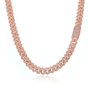 Collar de Cadena Cubana Miami Chapado en Oro Rosa con Moissanita para Hombre, Estilo Hiphop Iced Out, Joyería para Uso Diario - Product Image 2